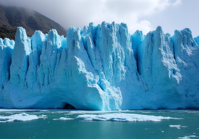 Pareti di ghiaccio azzurro intenso in Antartide